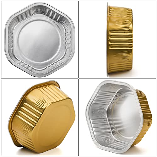 Frcctre 35 Pack Aluminum Foil Baking Cups With Lids, 13 Oz Disposable Hexagon Aluminum Foil Ramekins, Disposable Muffin Liners Cupcake Baking Cups For Dessert Pudding Party Wedding Birthday #TOP2