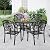 DWVO 5 Piece Outdoor Furniture Cast Aluminum Patio Dining Sets, All-Weather Patio Bistro Sets with 4 Chairs, 35 Inches Round Table with Umbrella Hole, Adjustable Feet for Balcony Backyard Deck Garden