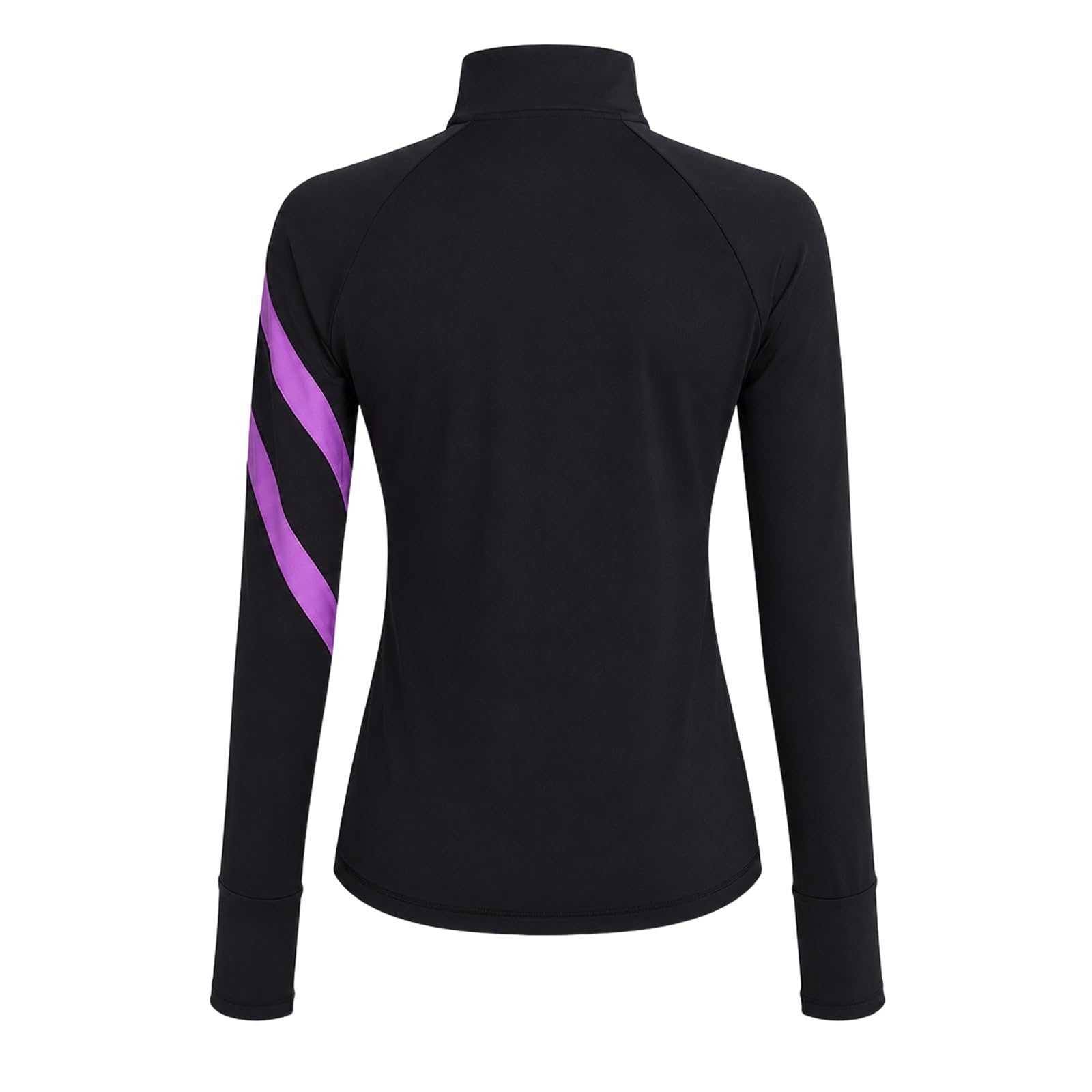 Damen Teen Eiskunstlaufjacke Reißverschluss Training Eisbahn | Stretchjacke mit Stehkragen, Daumenlöchern und Kontrastdetails for Eiskunstlauftraining