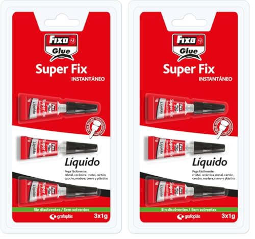 Fixo Glue - Pegamento Instantáneo Líquido Super Fix Liquido 3X1 Gramo, Perfecto para Reparaciones Rápidas y Duraderas, Cierre Seguro (Paquete de 2)