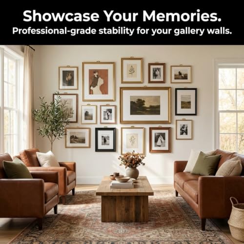 Image of Performore 10 Pack Heavy Duty Decorative Picture Hangers with Nails - Supports up to 100lbs, Gold Wall Hooks with 3 Holes & 30 Nails for Hanging Mirrors, Clocks, Frames, Art, Home Decor
