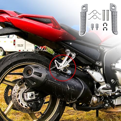 Image of 1 Pair Foot Pegs Compatible with Yamaha YZF R3 R25 MT25 MT03 MT-03 2014-2023, Motorcycle Footrest Pedal Bracket Peg Rest, Aluminum Driver Passenger Footpeg Set, Posapies Para Moto (Front)