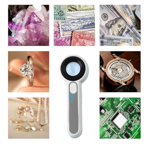 60X Handheld Magnifier with UV&LED Lights Jeweler Loups Magnifying Glass with 30mm Optical Lens, Touch Button, Rechargeable Portable Magnifier for Gemstones Jewelry Watch Repair PCB Plants Inspection by Koparneed - Image 9
