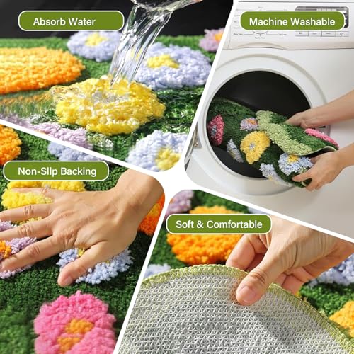 Tapete Verde de Musgo Irregular para Dormitorio miniatura 5