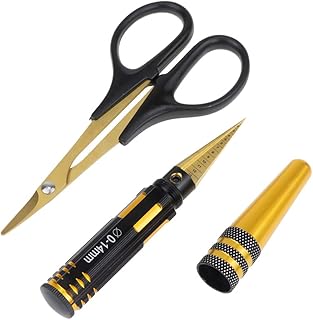 1Set Body Reamer 0-14mm Hole Puncher Sleeve and Curved Scissors Set for RC Car Body Shell Hobby Repair Tool, Cojoys