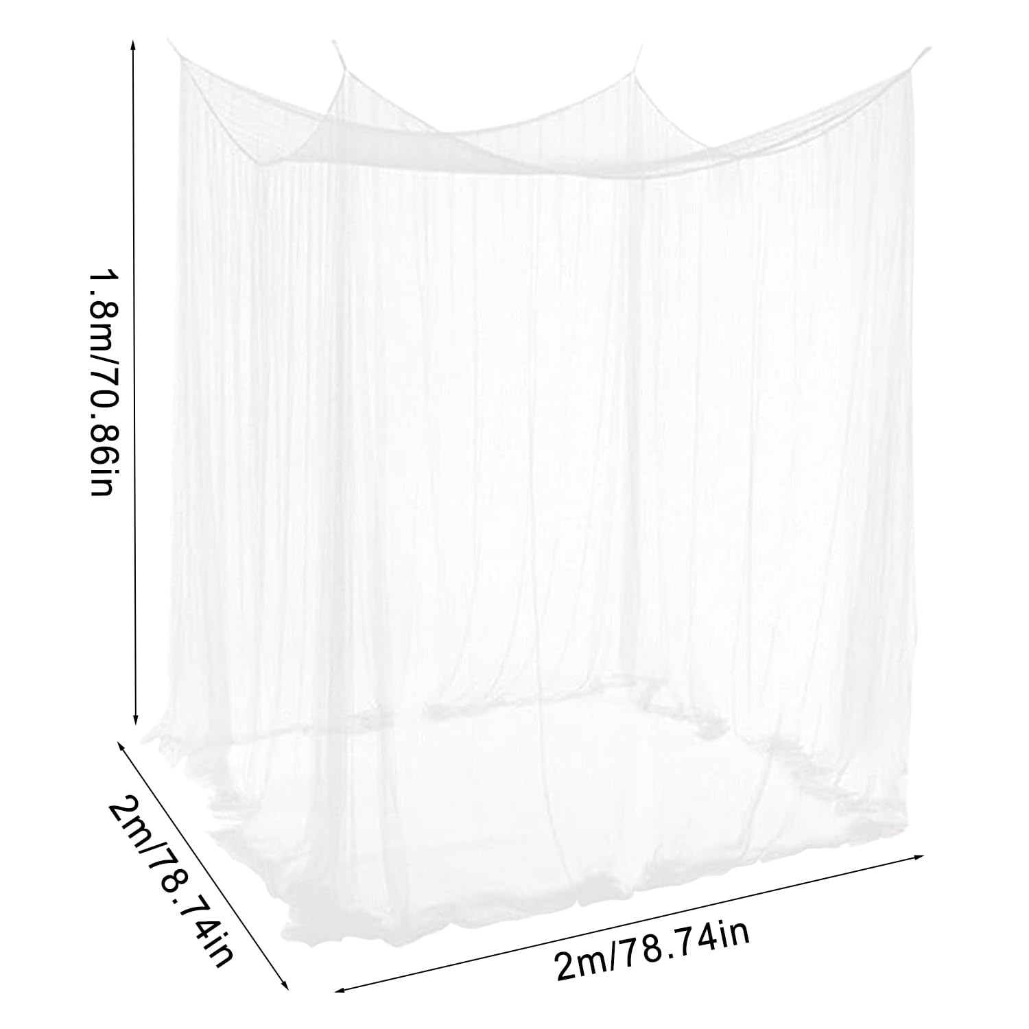 Zanzariera Da Letto Matrimoniale 200x200x180 Cm - Bianca, Per Interni Ed Esterni, Leggera E Portatile