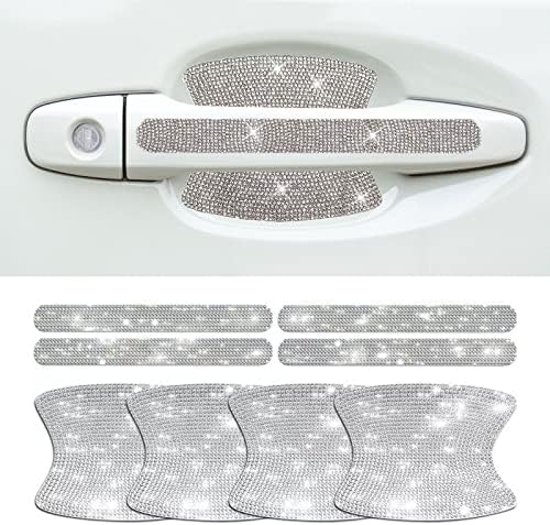 LCWLJL Rhinestone Car Door Handle Stickers ，Bling Car Accessories Crystal Glitter Door Handle Protector Stickers and Decals Scratch Safety Reflective，Auto car Decals for Women（8PCS）
