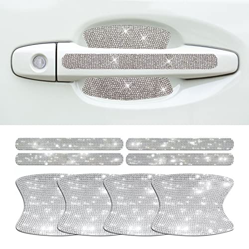 Lcwljl Rhinestone Car Door Handle Stickers ，Bling Car Accessories Crystal Glitter Door Handle Protector Stickers And Decals Scratch Safety Reflective，Auto Car Decals For Women（8Pcs） #TOP6