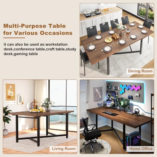 Image of 66-86 inch Extendable Dining Table for 4-10 People, Farmhouse Table,Walnut