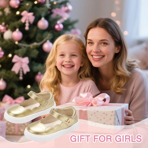 THEE BRON Girls Glitter Sneakers Comfy Fashion Shoes for Toddlers Easy Strap Closure(AS602 Toddler,Gold/5M) by THEE BRON - Used condition - Image 4