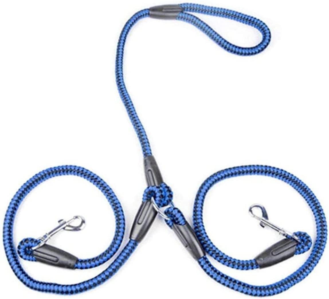 Longe Chien Deux Têtes Collier De Chien De Compagnie Laisse Double Twin Style Chiot Plomb Ceinture De Restriction De Sécurité Deux Chiens Ceinture Chien(Blue,0.8 * 120cm)