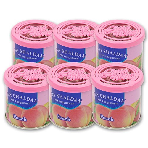 Image of Auto Dynasty Pack of 6 My Shaldan Japanese Car Cup-Holder Natural Air Freshener Cans (Peach Scented)