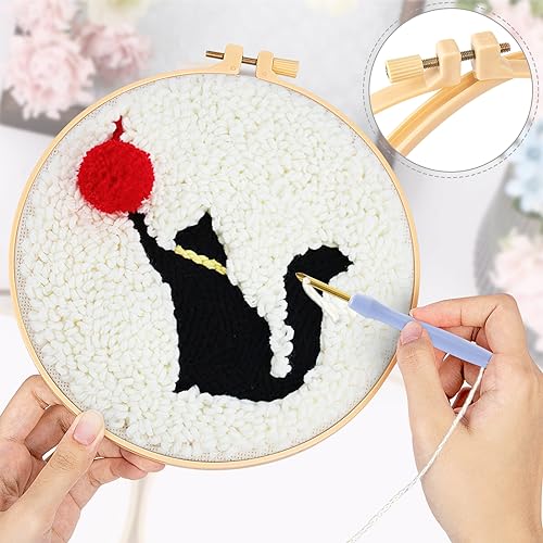 JSRQT Punch Needle Kit for Adults Beginners with Cat Pattern Punch Needle Kits Handcraft Starter DIY Embroidery Craft with Instructions Hoop for Kids - Image 4