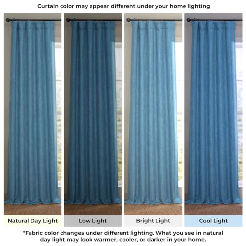 Image of HPD Half Price Drapes - Faux Linen Curtains for Living Room (1 Panel) - 50W X 84L - Textured Room Darkening Curtains for Bedroom 84 Inches Long - Drapes for Home Decor, Denim