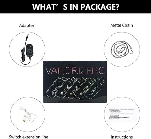 Miniatura 6 de Letrero LED para vaporizadores para negocios, letrero abierto LED súper brillante para tienda de vaporizadores, letrero de exhibición de publicidad