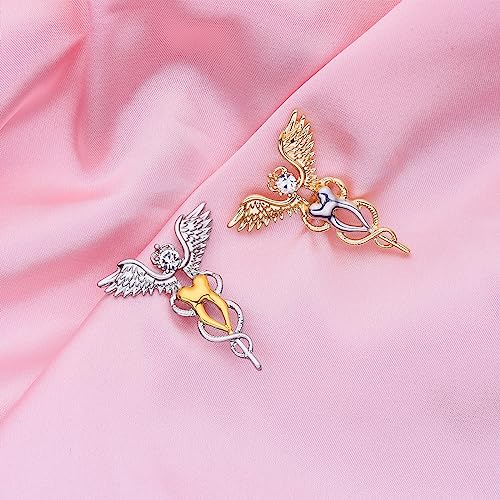 Image of Plikin 2pcs Dental Teeth Pins Brooch Medical Dentist Lapel Backpack Toothbrush Oral Care 14K Gold Plated Silver Pins Badge for Doctors Nurses