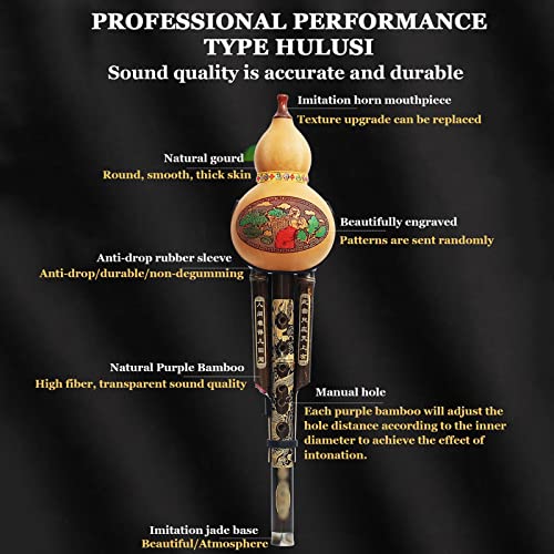 Tyhhx Gourd Flute C-Key Ethnic Musical Instruments, Chinese Handmade Hulusi, Finely Crafted Rosewood Flutes, Easy To Learn, Excellent Sound, With Case For Beginners #TOP1