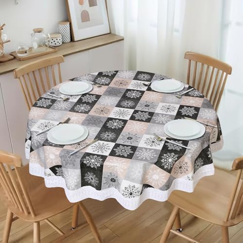 Image of Dakshya Industries PVC Waterproof Round Table Cover for 4 Seater Dining Table | 60 Inch Round Printed Table Cover | Spill Proof, Oil Resistant, Heat Resistant, Wipe Clean