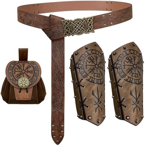 3 PCs Medieval Faux Leather Costume Accessories, Viking Embossed ...