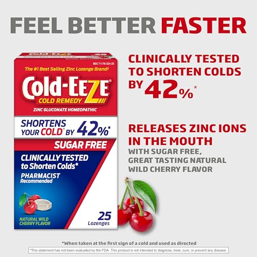Cold-Eeze EM110832425 Sugar-Free, Natural Wild Cherry Zinc Lozenges, Homeopathic Cold Remedy, Shortens The Common Cold, Sore Throat, Cough, Congestion & Post Nasal Drip thumb #1
