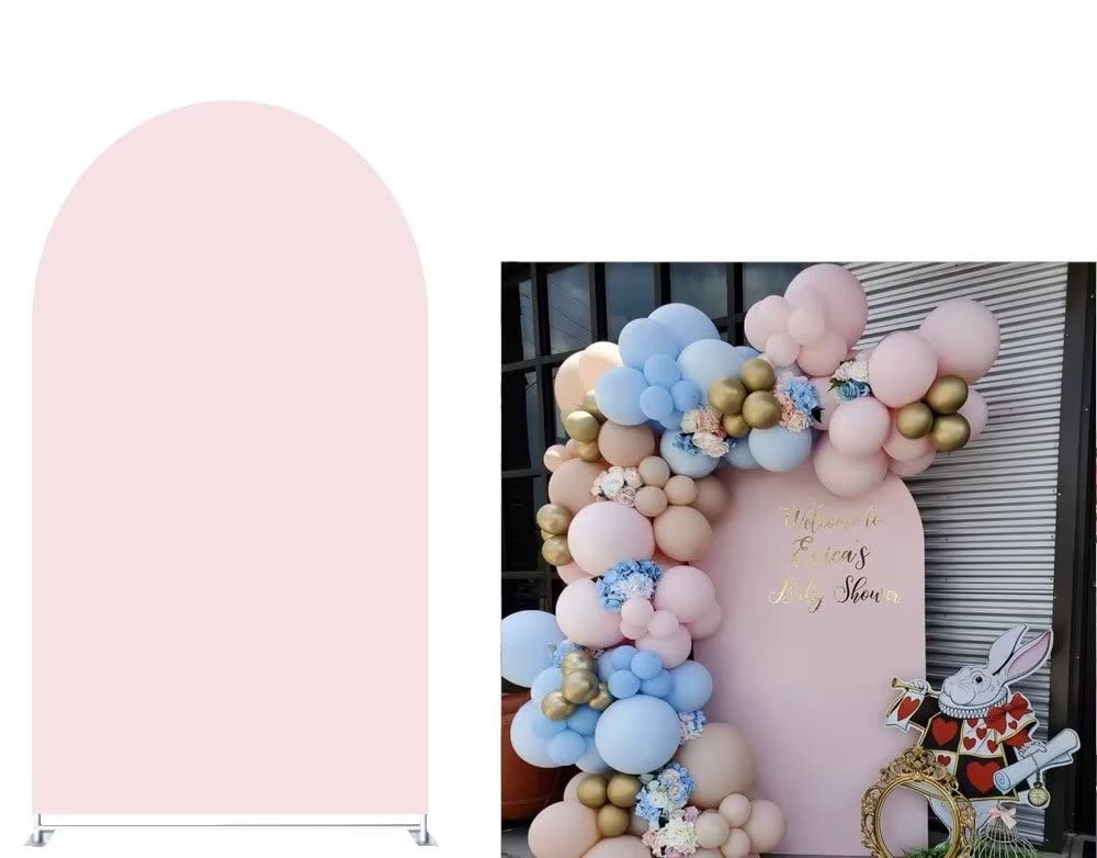 Iydamc Light Pink Double Sides Arch Backdrop Cover for Birthday Party Baby Shower Decorations Chiara Backdrops Arched Wall Covers Stands Display Props