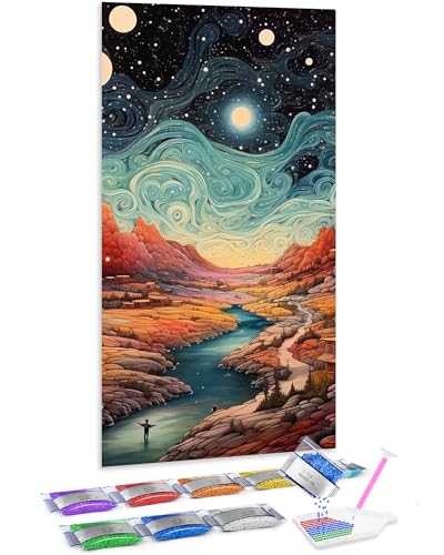 Kit completo Jumpdot de pintura de diamantes 5D con diseño de cielo estrellado, 70x40 cm