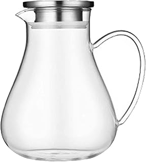 Szklany dzbanek na wodę z pokrywką i wylewką Szklana karafka na wodę z uchwytem do lodówki rodzinnej 1900m Szklany czajnik