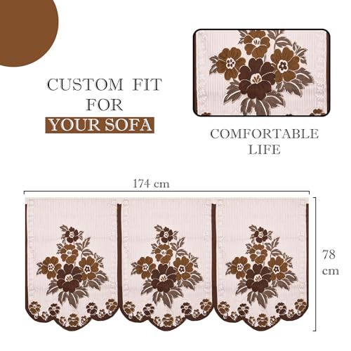 Image of Kuber Industries (Set of 6) Stylish & Durable Cotton Sofa Covers 3 Seater | Washable Sofa Protector /Mat | Suitable Slipcover for Living Room & Office | Painting Print- Cream & Brown
