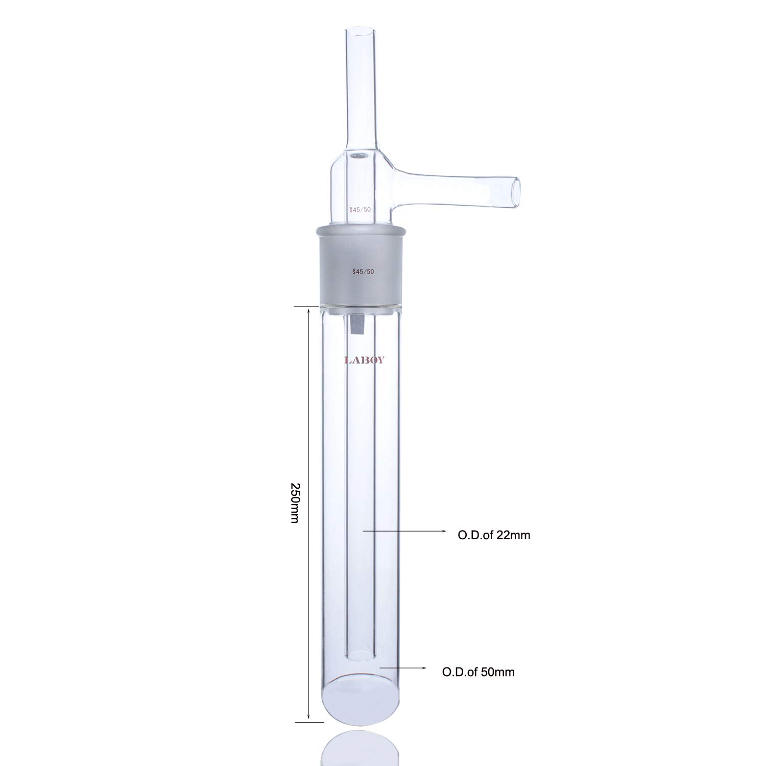 Laboy Glass Vacuum Cold Trap 2-Part with 45/50 Joint 250 mm in Length Below Joint 22 mm Inner Tube O.D. Organic Chemistry Lab Glassware
