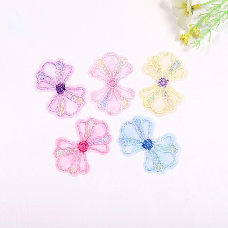 Parches de Bordado Parches Bordados pequeños con Lazo de Gasa Encaje, 4 x 3,5 cm, 50 Unidades, for Planchar, Chinos, for Coser en Ropa, Vaqueros y Chaquetas(White)