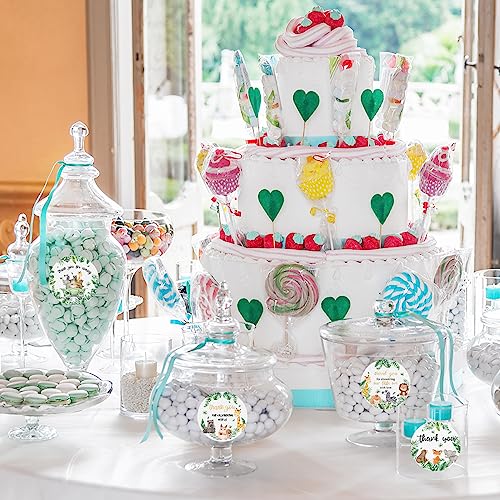 Uniideco OTH238 200 Pieces Baby Shower Stickers, Uniideco Safari Stickers Thank You Stickers For Birthday Party Favor 2 Inch Jungle Stickers thumb #5