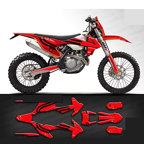 Kungfu Graphics Custom Decal Kit for 125 150 250 300 350 450 500 EXC EXC-F XCW XC-W 2017 2018 2019, Red, KTEX1719005-KR