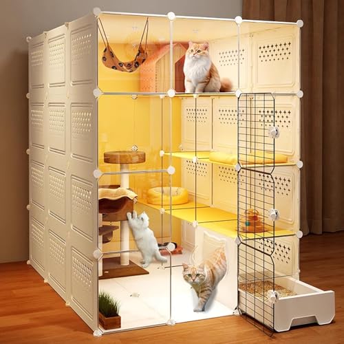 猫ケージ 大型猫小屋 猫ゲージ 猫ケージ キャットゲージ 屋内 取り外し可能 4 層 猫? 猫ハウス DIY 猫囲い 透明で見やすい ケージ猫 トイレとドア付き 1〜4 匹の猫 猫用ケージ 小動物 チンチラ ネコ ゲージ ウサギ用