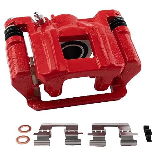 Image of TRQ Performance Rear Driver and Passenger Side Brake Caliper Set Caliper Brackets Hardware Compatible with 09-15 Honda Pilot