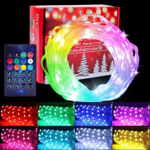 Gohytal Catena Luminosa con Cambio Colore 10 m Striscia LED RGB per Interni IP65 Resistente alle intemperie Decorazione per Ambienti Esterni App dimmerabile per camere Feste Giardino Matrimonio