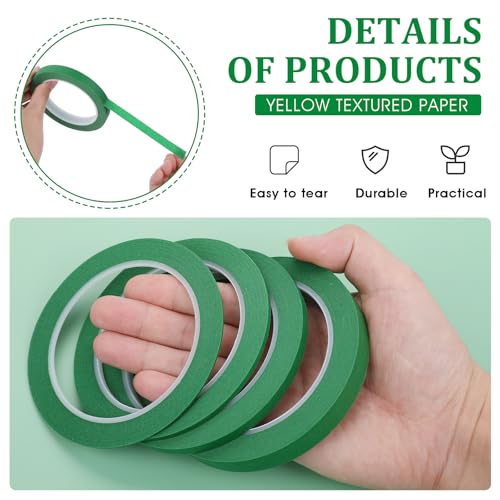 Image of CIATBYYJ 4 Rolls Pinstripe Tape, Green Automotive Masking Tape for Painting, High Adhesion Masking Tapes for DIY, Car, Paint, Art Creat (1 /16, 1 /8, 1 /4 and 1 /2 Inch Wide x 52 Yard Long)
