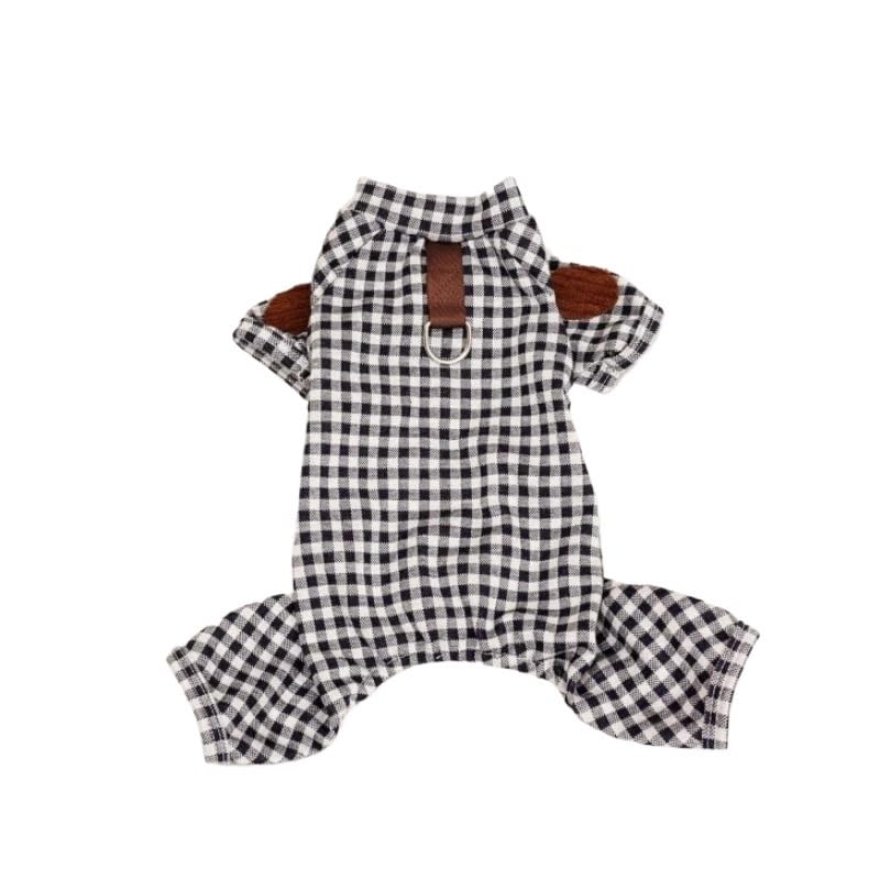 Chemise pour chiens en coton doux supérieur style écossais brun foncé XL