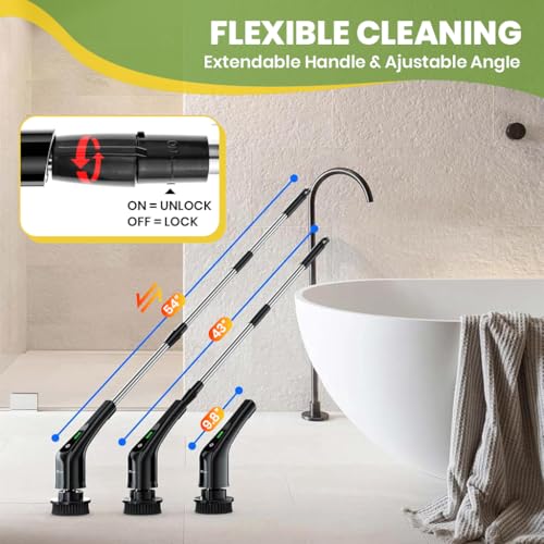 Image of Supvox Electric Spin Scrubber, Cordless Telescopic Brush, Powerful Battery