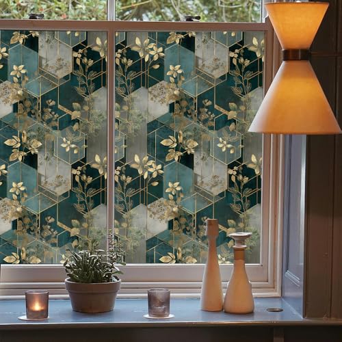 Vinilo decorativo para ventana 15.7x118 in Teal Gold miniatura 3