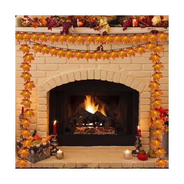 Fall decor maple leaf string lights135ft 35 led thanksgiving decorations halloween string lightsautumn orange maple leaf garland with light for home holiday autumn harvest halloween decor  urban country home decor