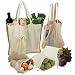 Simple Ecology Organic Reusable Farmers Market Grocery Shopping Bag Set (gift & starter set, durable handles, string produce saver bags, food storage, bulk bin, with tare weight tag and drawstring)