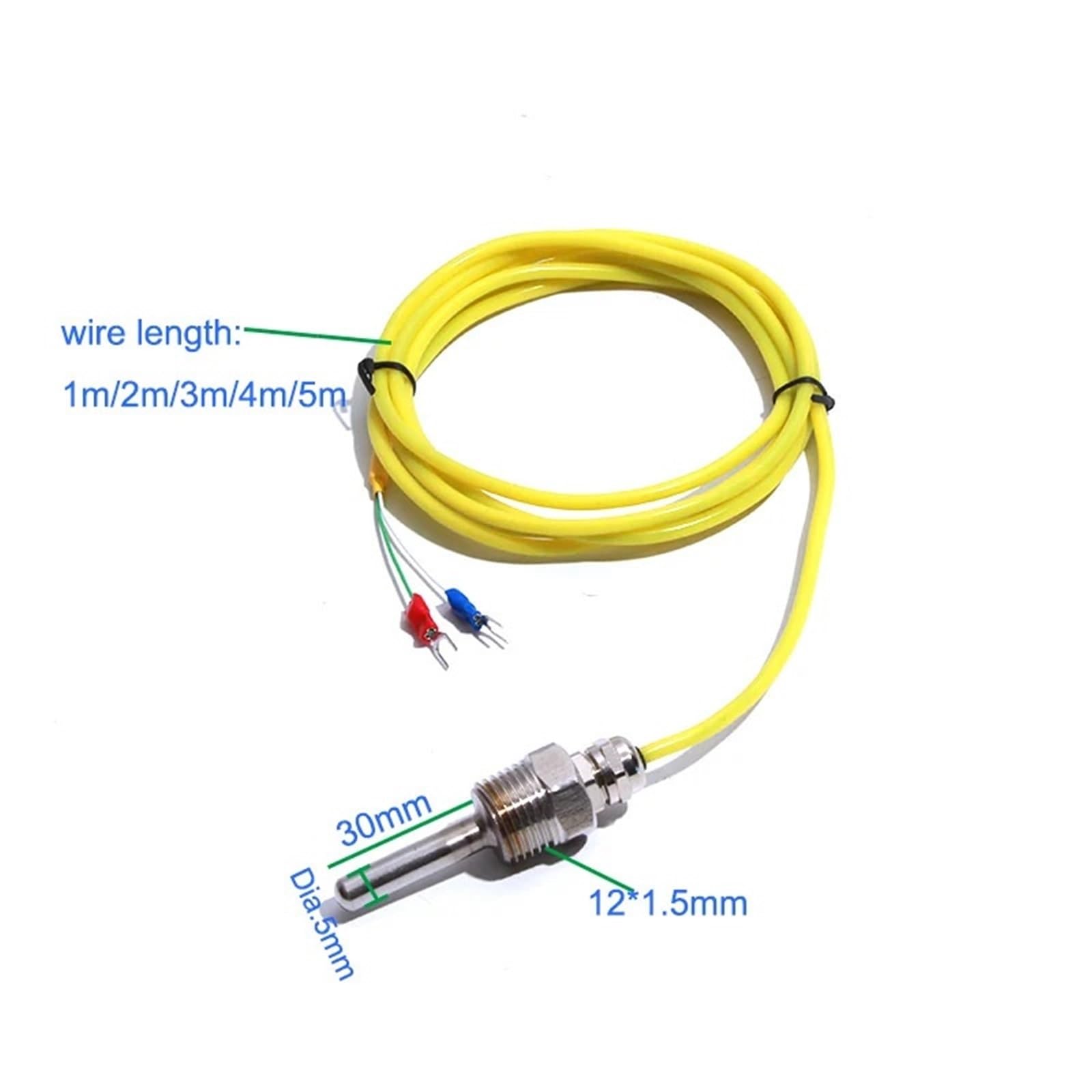 Cable 1-5M Sensor de temperatura tipo K Sonda roscada de acero inoxidable Diámetro del tubo termopar. * L 5mm * 30mm(Wire Lenth 3M)