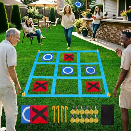 Nattork Outdoor Giant Tic Tac Toe Game for Kids Adult Family, Large Outside Lawn Yard Backyard Carnival Field Day Game, Birthday Party Family Reunion