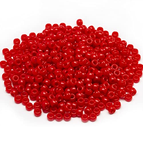 Image of Gxueshan 1000 Pcs Acrylic Red Pony Beads 6x9mm Bulk Kandi Beads for Friendship Bracelet Necklace Jewelry Making Pens Hair Braiding Kit