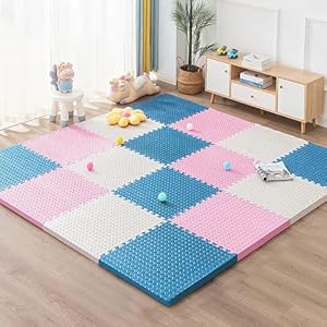 Unipampa Alfombra Puzzle Bebé, 16 Piezas Colchoneta Bebé Suelo, Alfombra Infantil, Suelo de Goma EVA Suave, Tapete de Juego, Alfombra Gateo Bebe En Espuma EVA, 30 * 30 * 1cm