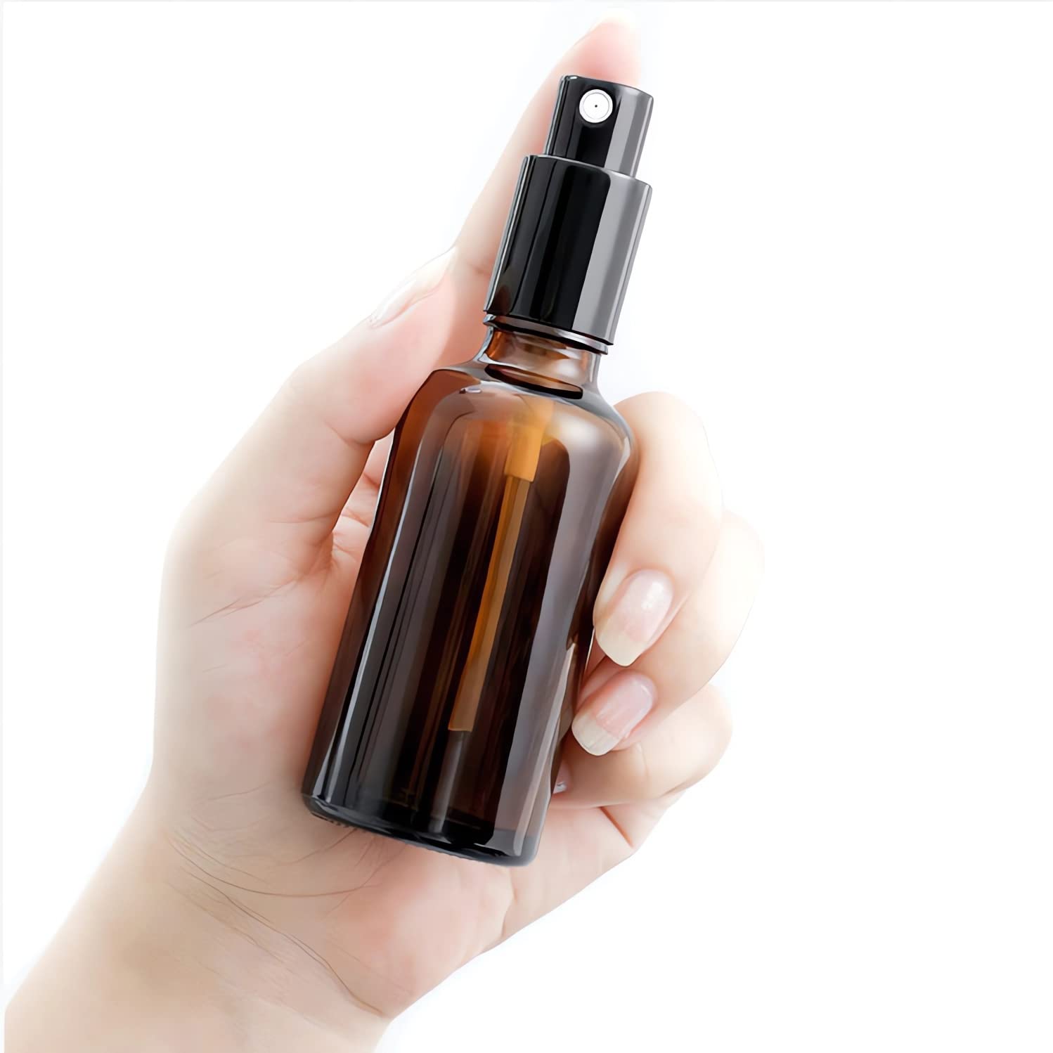 12 Stück, 100ml Braun Glas Nachfüllbar Parfümzerstäuber mit Schwarz Deckeln Sprühflasche Portable Sprühflasche für Reisen Ätherische Öle Parfüm Zubehör
