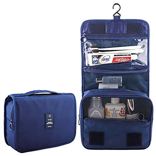 Image of Handcuffs Polyester Toiletry Travel Organizer, Large Capacity Suitcase Luggage Portable Dopp Kit Wash Bag (Blue)