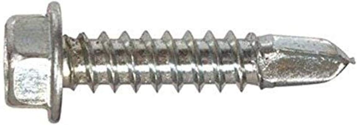 The Hillman Group 47224 1/4-14 x 1-Inch Hex Washer Head Self Drilling Screw, Zinc (Pack of 2)