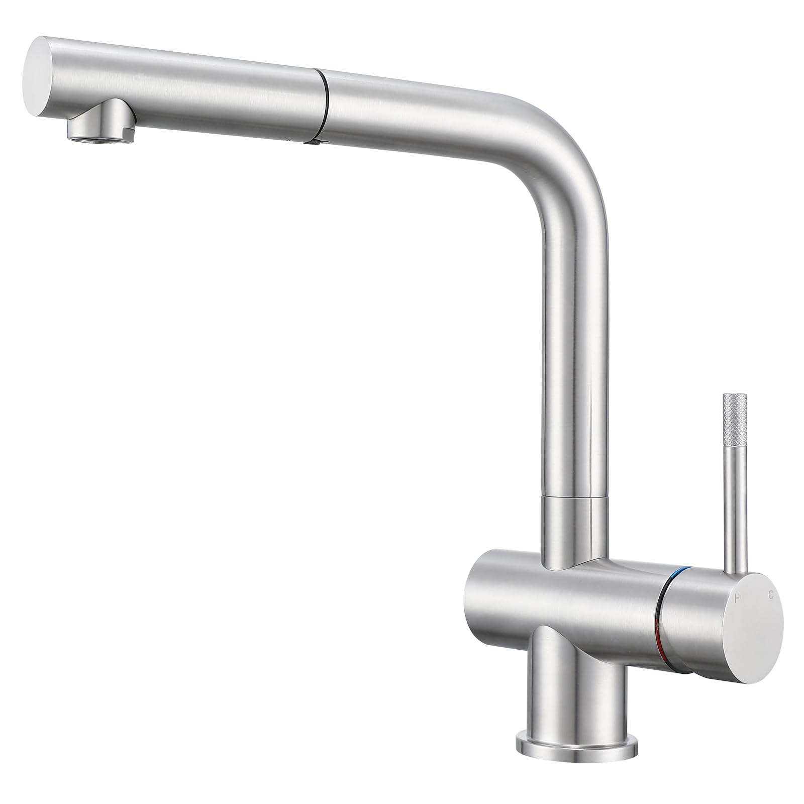 Yamataro Kitchen Tap Extendable Kitchen Mixer Tap with Pull Out Spray Single Handle Pull Down Sink Mixer Tap 1 Hole Stainless Steel Brushed — image 1
