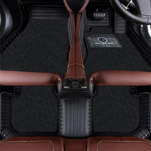 Image of Autofurnish Premium 9D Car Mat Full Set for Mahindra XUV 3XO (Manual) 2024 || Luxury Leather Dual-Stitch Full Set 9D Car Floor Mat || 100% Waterproof || Color : Black Black